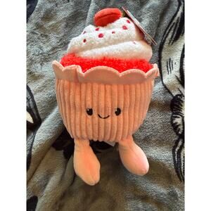 Gigglescape Pink Cupcake Plush with Legs and Strawberry Topper - 8 Inch